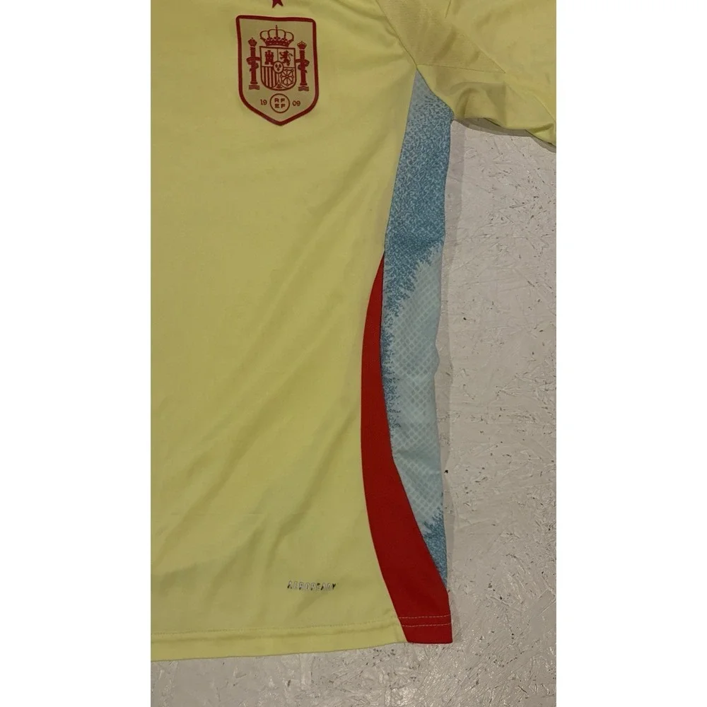 Adidas Spain 2024 Away Soccer Jersey Mens S Slim Fit Aeroready Football Yellow